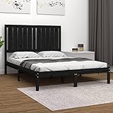 LAPOOH Massivholzbett Schwarz Kiefer 120x200 cm, Familienbett, Bed Frame,...