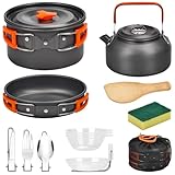 Onherm 13 Teilige Camping Kochgeschirr Set, Faltbare Outdoor Geschirr Set...