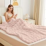 ORINOVA Kuscheldecke Flauschig Rosa 230x275 cm Plüschdecke Bubble...