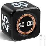 Cuteefun Cube Visueller Timer, Drehbarer Pomodoro Timer, 5/10/25/50 Minuten...