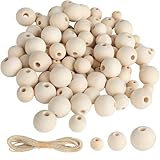 100 Stück Holzkugeln mit Loch, naturbelassen – 3 Größen (10/14/18mm)...