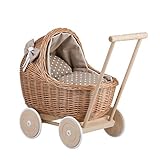 e-wicker24 Puppenwagen aus Weide mit Bettwäsche perfekte Geschenkidee...