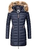 MARIKOO Damen Winter Steppmantel Rose-Stepp Blau Gr. L