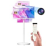 OFD 32 Zoll FHD Smart Portable TV auf Rädern,Rolling TV 1080P Touchscreen...