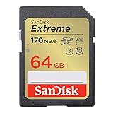 SanDisk Extreme SDXC UHS-I Speicherkarte 64 GB (V30, 170 MB/s Übertragung,...