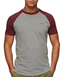 Superdry Herren Essential Logo Baseball T-Shirt, Grau/Rot (Grey...