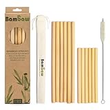 Bambus Strohhalme | 6 x 13 cm + 6 x 22 cm | 12er-Pack | Wiederverwendbare...