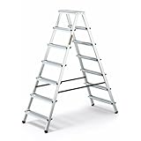 DRABEST Trittleiter Alu Klapptritt 2 x 7 Stufig Leiter Beidseitig...