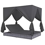 vidaXL Sonnenliege mit Vorhängen Gartenliege Lounge Doppelliege Relaxliege...