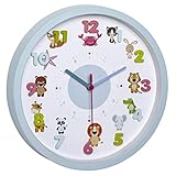 TFA Dostmann LITTLE ANIMALS Kinder-Wanduhr mit Tier-Motiven, leises...