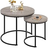Yaheetech 2er Set Couchtisch Beistelltisch Runder Satztisch Metallgestell...