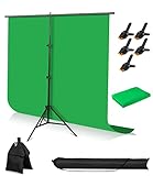 Greenscreen Hintergrund mit Ständer,1.5 x 2 m Greenscreen mit 2 x 2M...