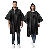 Opret Regenponcho Damen Herren Wasserdicht 2 Stück Schwarz, Regencape...