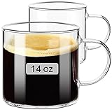 ParaCity Klare Teegläser 420ML, Kaffeegläser aus Glas 2er-Set, große...