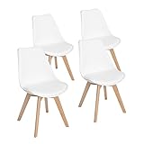EGGREE 4er Set Esszimmerstühle mit Massivholz Buche Bein, Retro Design...