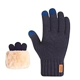 BOYSSPAA Winterhandschuhe mit Touchscreen-Fingern, Unisex, gestrickt, warme...