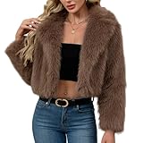 Damenjacke mit Pelzkragen, einfarbig, lässig, Pelzimitat, langärmelig,...
