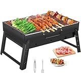 Tragbarer Holzkohlegrill – Faltbarer BBQ Grill mit Griff, Edelstahl...