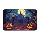 TlevadArt Fussmatte Halloween, Kürbisschloss Fußmatten, rutschfeste...