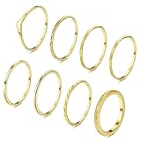 Adramata 8Pcs Gold Ringe für Damen Edelstahl Ring Einfaches Stapelbare...