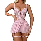 RPAEOY Dessous Sexy Damen Negligee Dessous Kleid Strapsen Dessous Set...