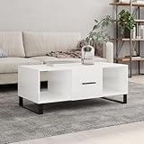 Youuihom Couchtisch Hochglanz-Weiß 102x50x40 cm Holzwerkstoff Side Table...