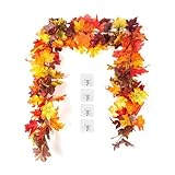 KASZOO Herbstgirlande Künstlich 2 Stück – Ahornblätter Herbstdeko Für...