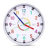 MXTIMWAN Kinderwanduhr ohne Tickgeräusche, analoge Kinderuhr zum Lernen...