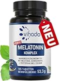 Vihado Melatonin Tabletten hochdosiert - 370 Nächte FORTE Komplex vegan -...