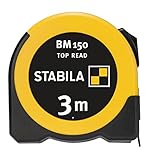 STABILA Taschenbandmaß BM 150, 3 m, Maßband mit metrischer Skala,...