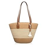 boshiho Sommer Stroh Strandtasche Damen - Handtasche Geflochten Braun...