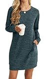 PrinStory Strickkleid Damen Langärmelig Winterkleid Lässig...