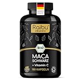 BIO Maca Kapseln (Schwarz) - Hochdosiert aus reiner Macawurzel, 3200 mg...