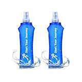 Berelin 2pcs 500ml Faltbare Trinkflaschen, TPU BPA-Frei Soft Flask, Leichte...