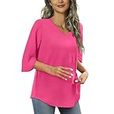 Damen Bluse Sommer Elegant V-Ausschnitt Tunika Casual Chiffon Shirt...