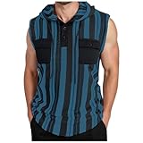 SUPTTING Herren Tank Top Ärmellos Kapuzenpullover Hoodie Gestreift...