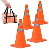 Verkehrskegel Faltbar 4er Set, Warnkegel mit Reflektorstreifen, Klappbar 45...