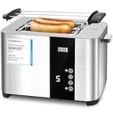 LEBENLANG Edelstahl Toaster mit Brötchenaufsatz 2 Scheiben - Touchscreen...