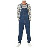 Arbeitshose Herren Latzhose Jeans Overall Jumpsuit Blau Denim Wash...