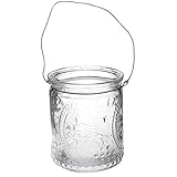 6 x Windlichter aus Glas zum Hängen mit Henkel H 7 cm -Teelichtgläser...