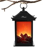Kaminlaternen dekorativ - Batteriebetriebene flammenlose Feuerlampe,...