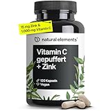 Vitamin C - 120 Kapseln - Hochdosiert mit 1000mg + 15mg Zink - Pflanzlich...