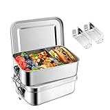 Homikit Brotdose mit Fächern, 2 Stück Edelstahl Bento Box Lunchbox für...