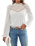 GORGLITTER Damen Elegant Blusen Stehkragen Oberteiel Hemdbluse Langarm...