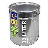 plasteo® 30 Liter Blecheimer Hobbock Fass mit Deckel und Spannring |...