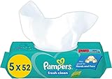 Pampers Fresh Clean Baby Feuchttücher, 260 Tücher (5 x 52) milder Duft,...