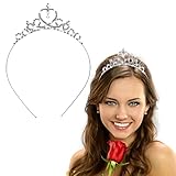 WLLHYF Silber Prinzessin Krone Kristall Schärpe Tiara Strass Stirnband...