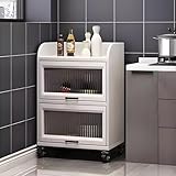 Weißer schmaler Aufbewahrungswagen, 3-stöckig, rollbarer Küchenwagen,...