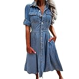 Jeanskleid Tailliert Damen - Sommerkleid Damen Lang Jeans - Jeanskleider...