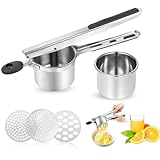 VFANDV Kartoffelpresse, Edelstahl Kartoffelstampfer mit 3 Austauschbaren...
